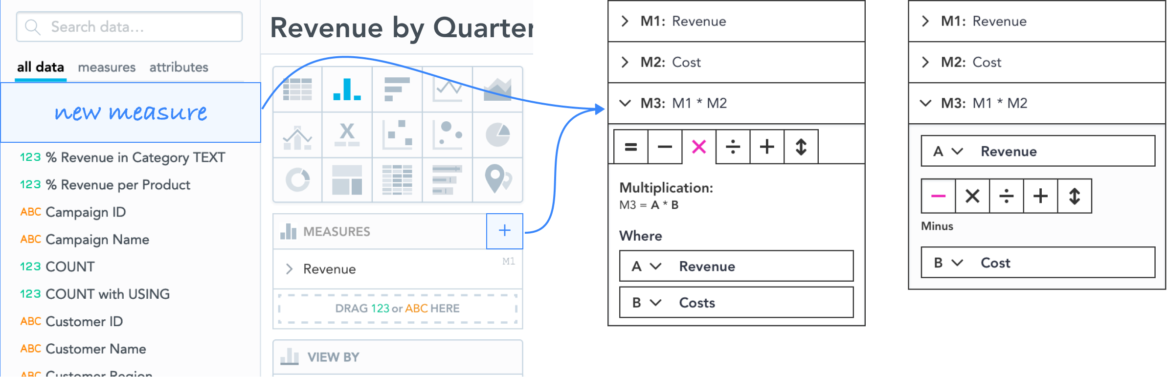Two concept directions: tab-based operations and pure text input field